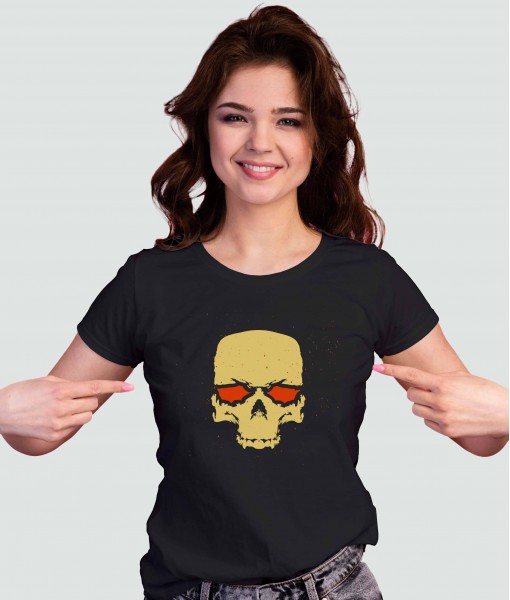 Дамска тениска с щампа Готика Red eye skull